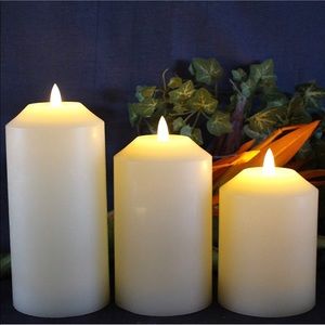 Flameless Candles With Timer Battery Operated LED Candles Set of 3 Real Wax